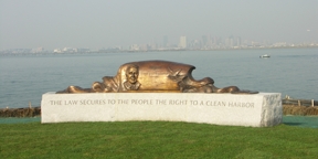 A. David Mazzone Memorial = detail of sculpture