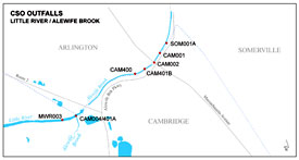 map of cso outfalls alewife brook