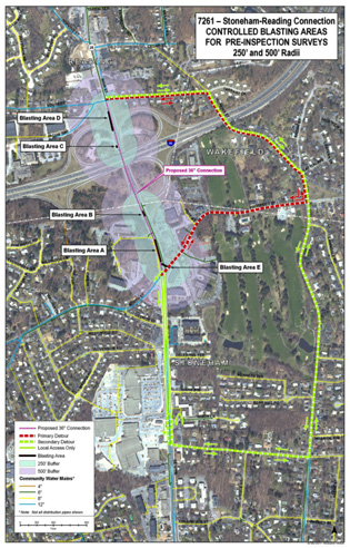 map of controlled blasting areas