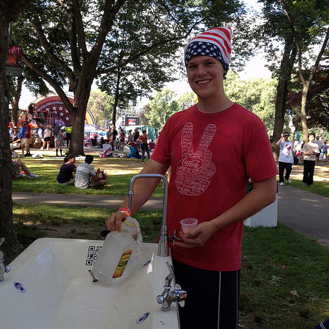 MWRA Free drinking water fountain at July 4th Fireworks Spectacular 2013