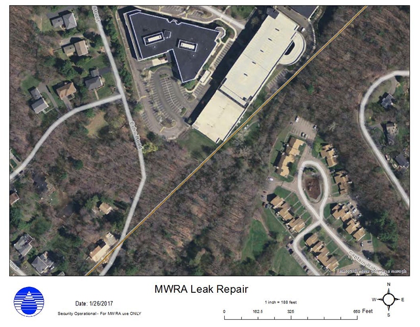 Location of MWRA pipeline prepair in Needham