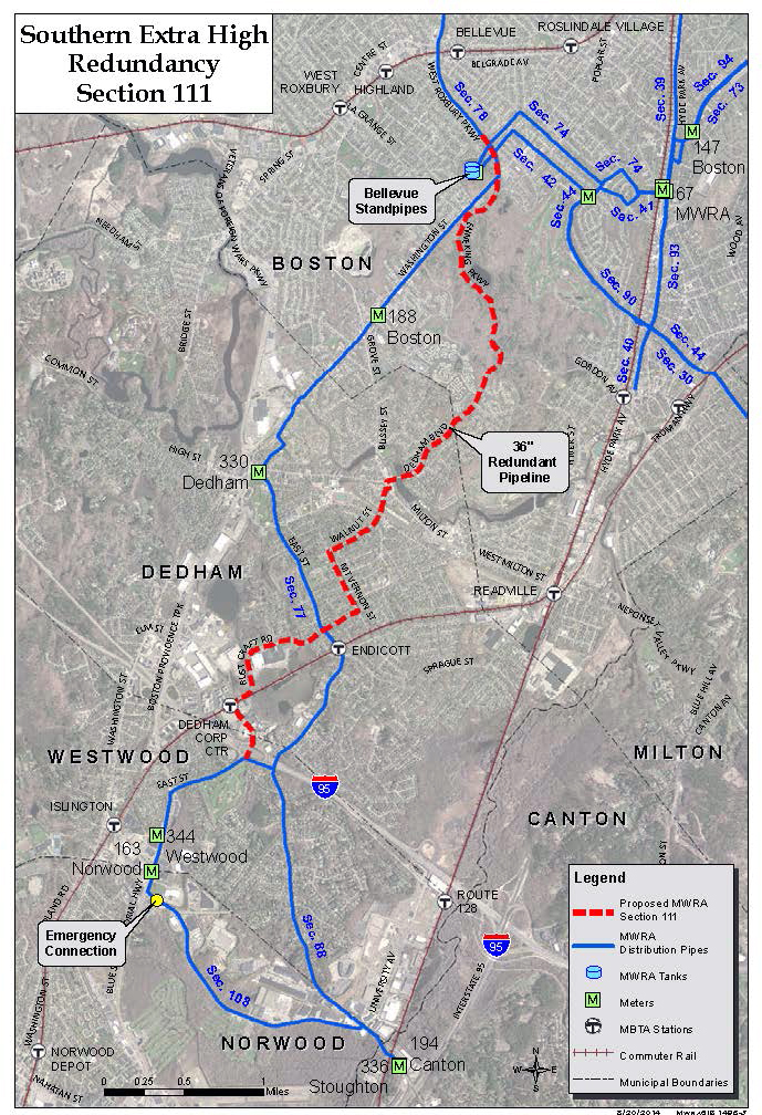 MWRA Southern Extra High Redundancy Sec. 111 Map